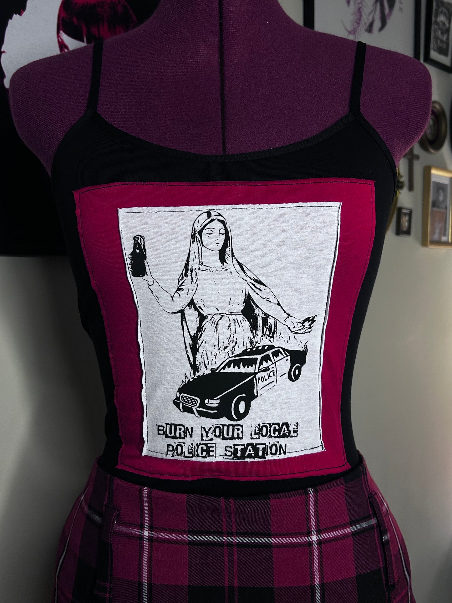“Burn your local police station” tank top