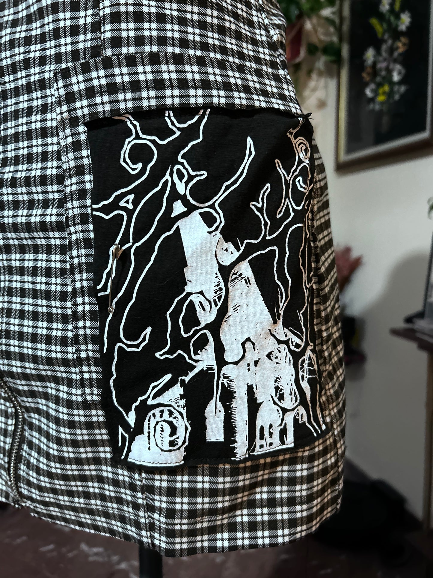 Black Plaid Reworked Mini Skirt – One of a Kind by Parizart