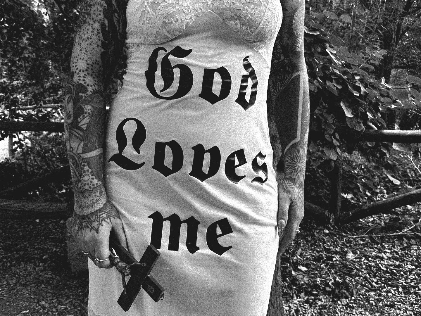 "God Loves Me" White Slip Dress