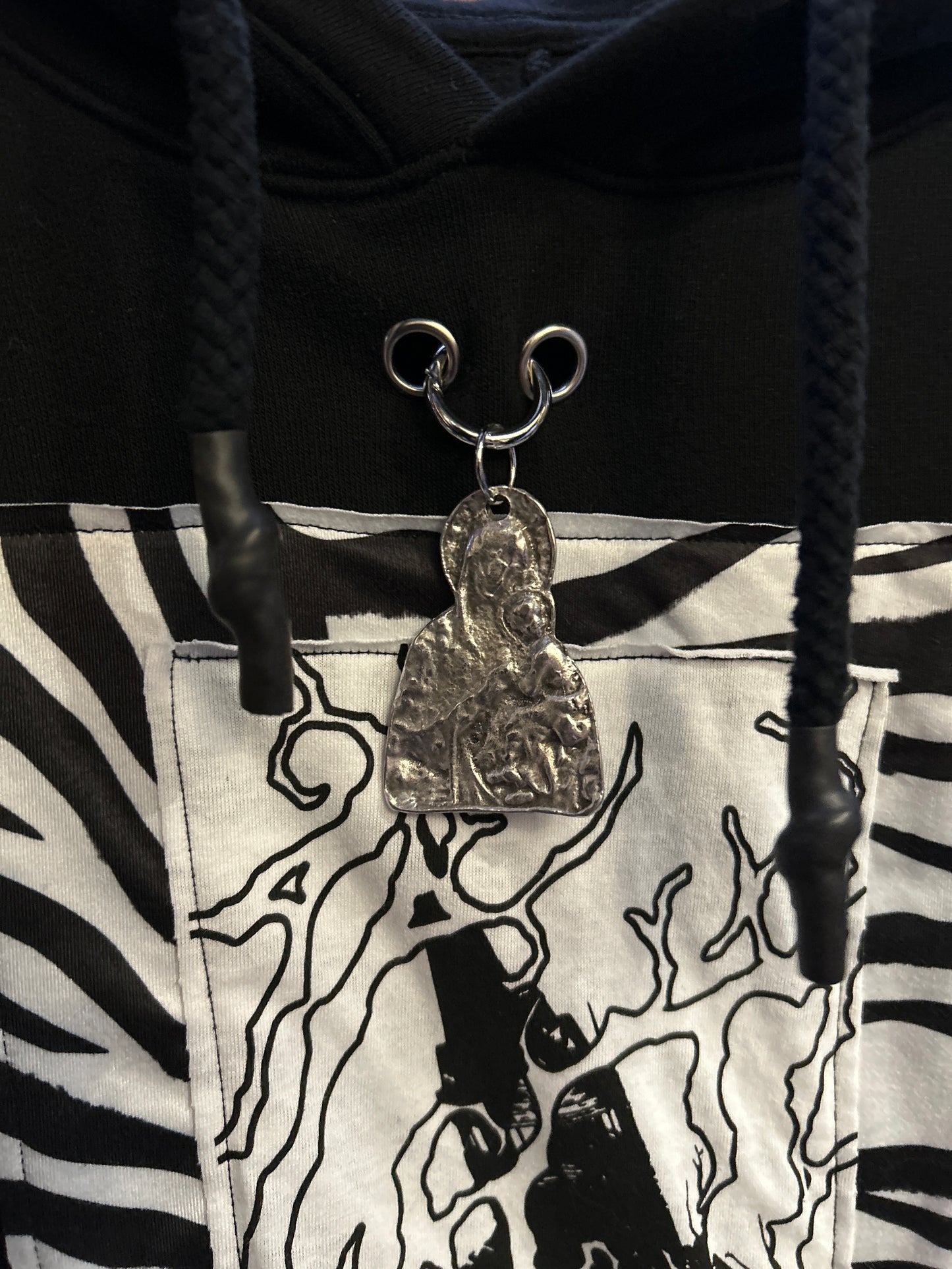 One of One Sacred Church Hoodie with Virgin Mary Charm