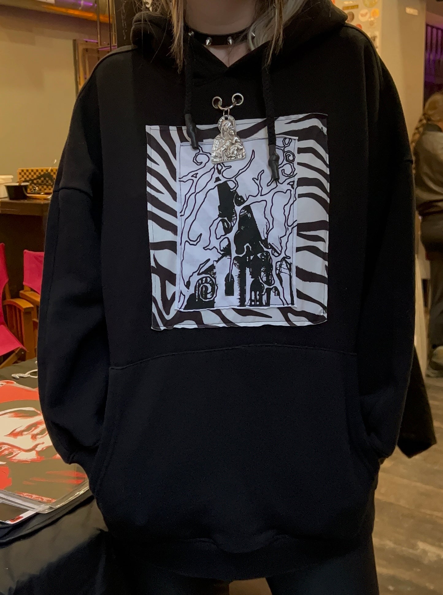 One of One Sacred Church Hoodie with Virgin Mary Charm