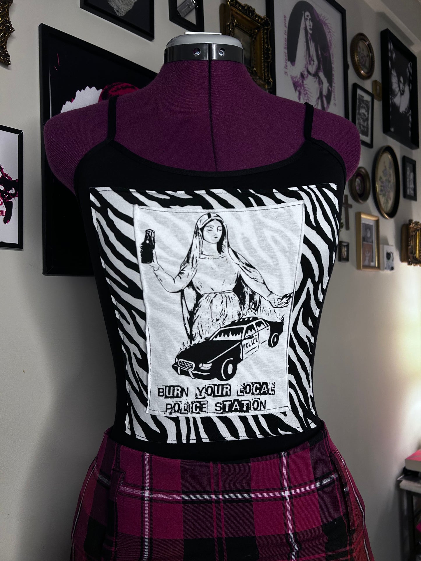 “Burn your local police station” tank top