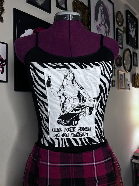 “Burn your local police station” tank top
