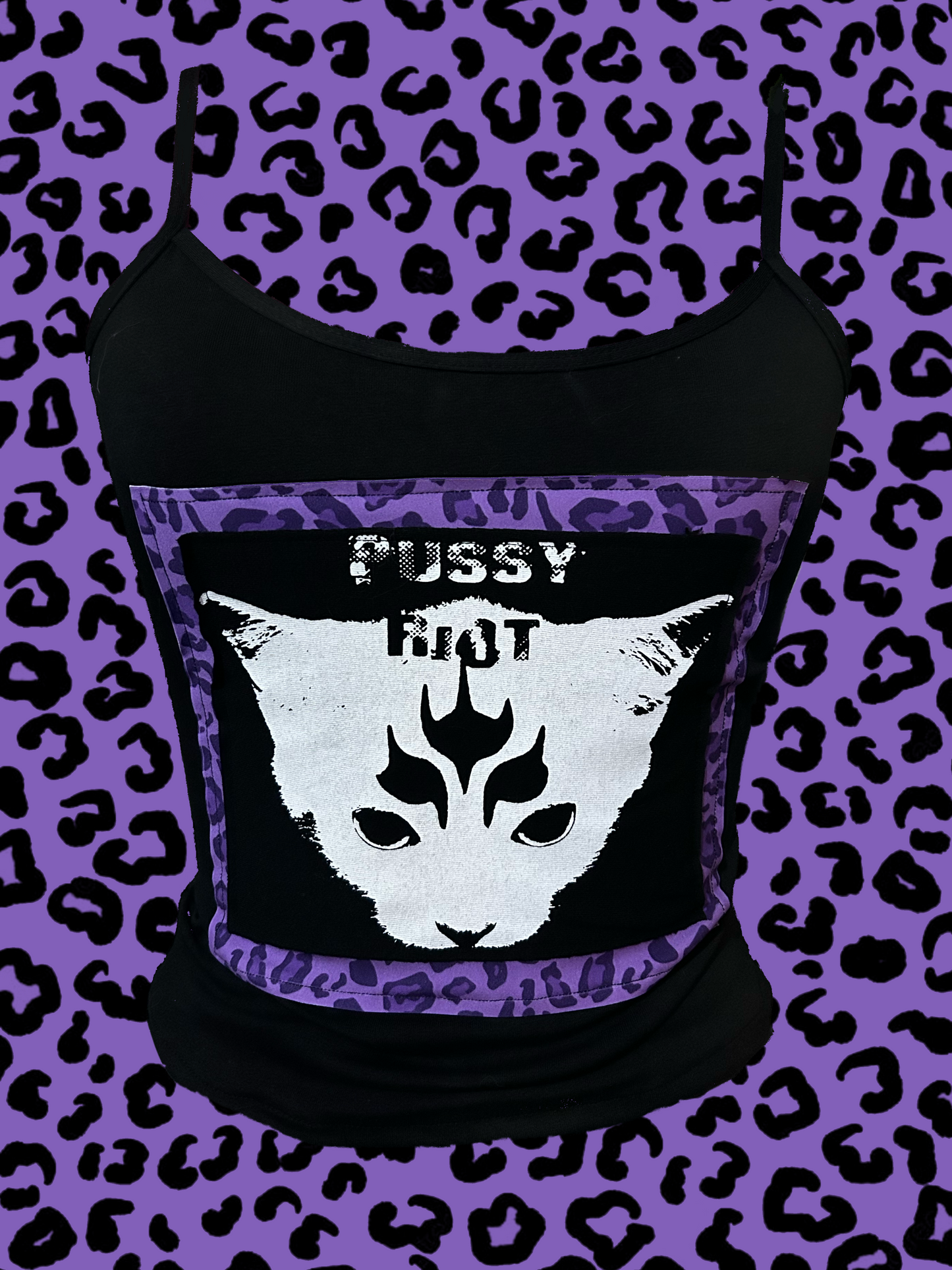 “Riot” handmade black tank top