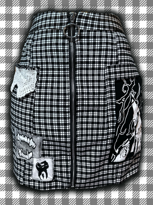 Black Plaid Reworked Mini Skirt – One of a Kind by Parizart