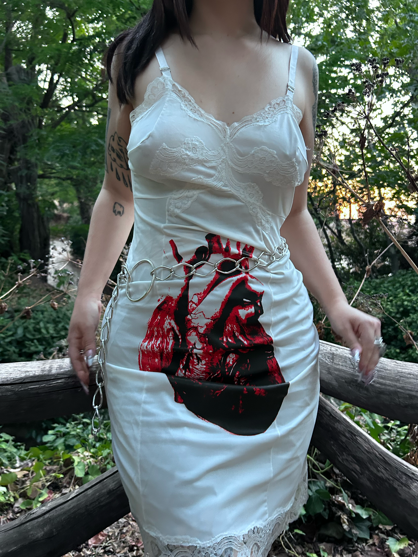 "Heart"  White Slip Dress