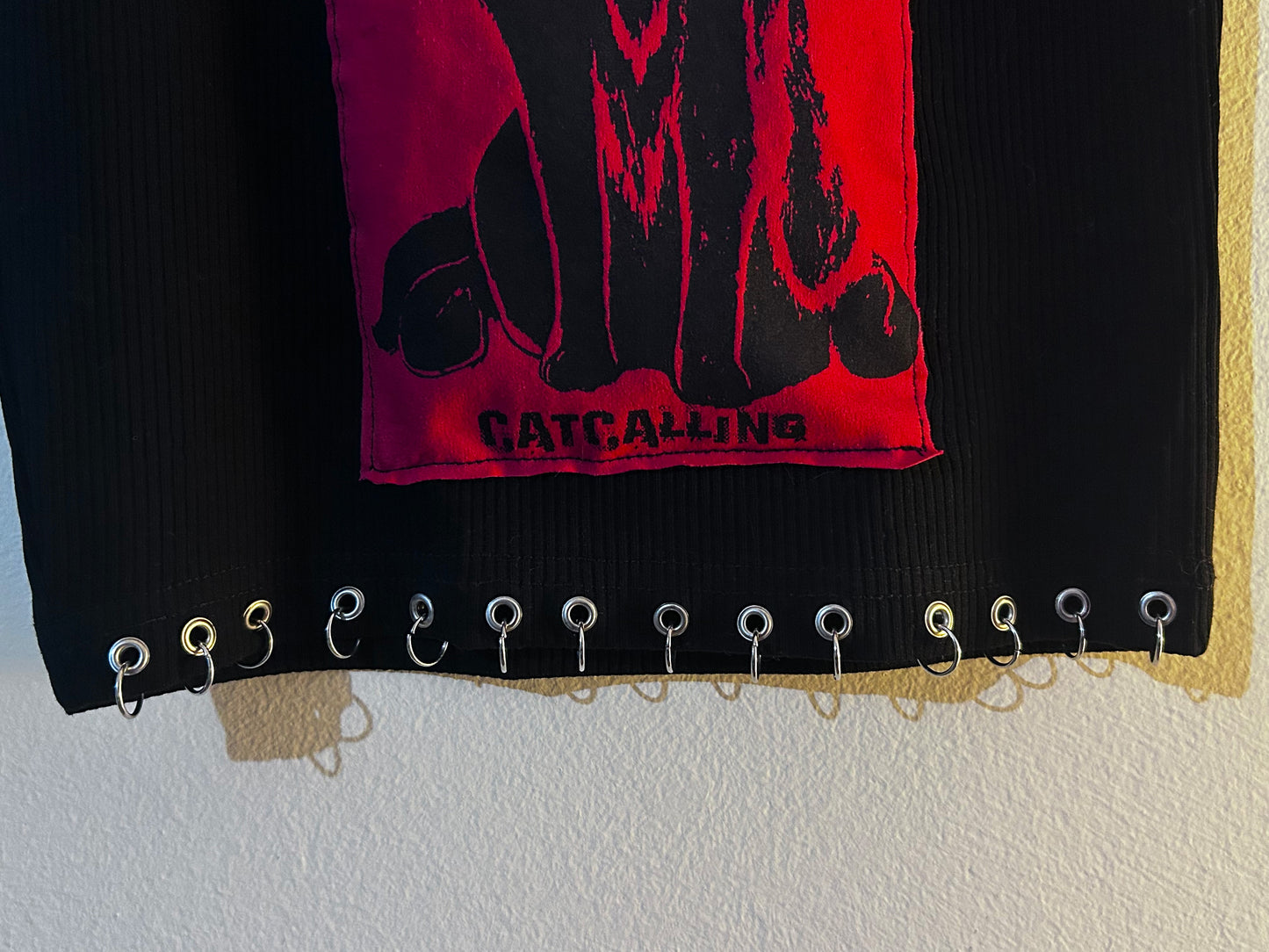 "Cats Againts Catcalling" handmade Black  Top