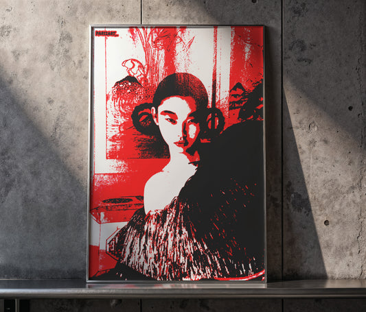 "Dark Crimson Geisha" Japanese Style Print